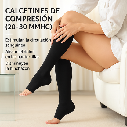 Flexi Compresión Abierta™ – Calcetines de Compresión con Dedos Libres para Uso Diario y Bienestar